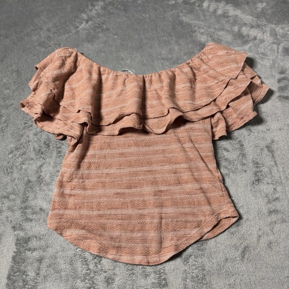 Free People Tops - Free People Heirloom Ruffle Top Doe Combo Women's‎ S Peasant Girly Boho Indie